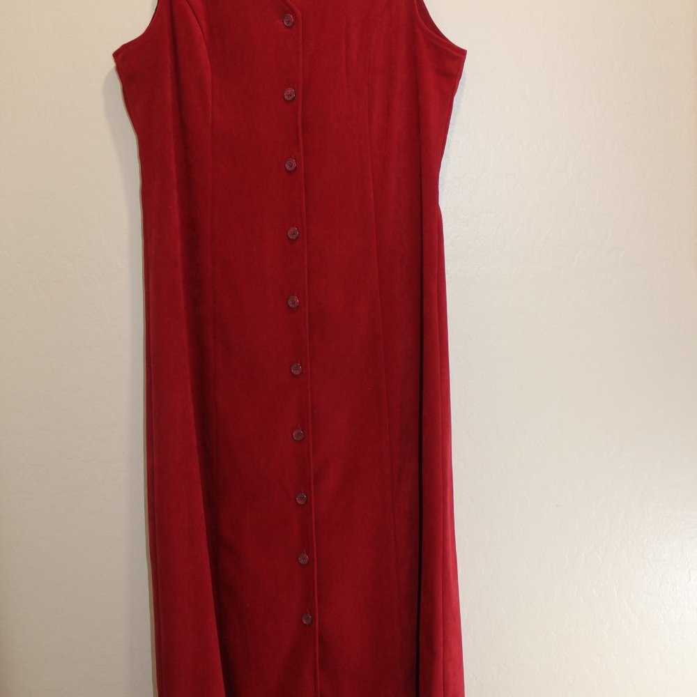 Casual Corner Annex Woman Size 6 Burgundy Red Maxi Dress Sueded Sleeveless - Picture 2 of 7